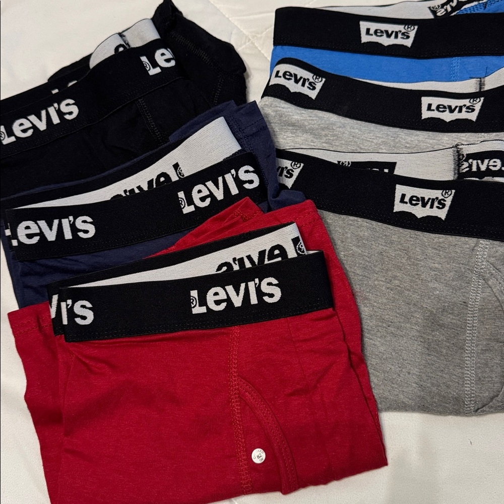 Levi's Boxer Briefs in Red, Blue, and Gray